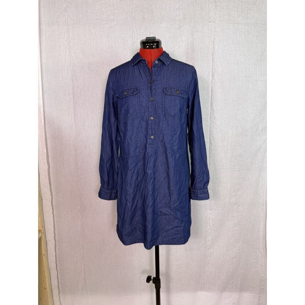 Old Navy Women's Blue Long Sleeve Chambray Shirt Dress Sz Small Boho D210
